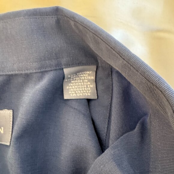 Kenneth Cole KC Reaction Large 16.5 16 1/2 Mens Blue Short Sleeve Button Shirt - Picture 6 of 13